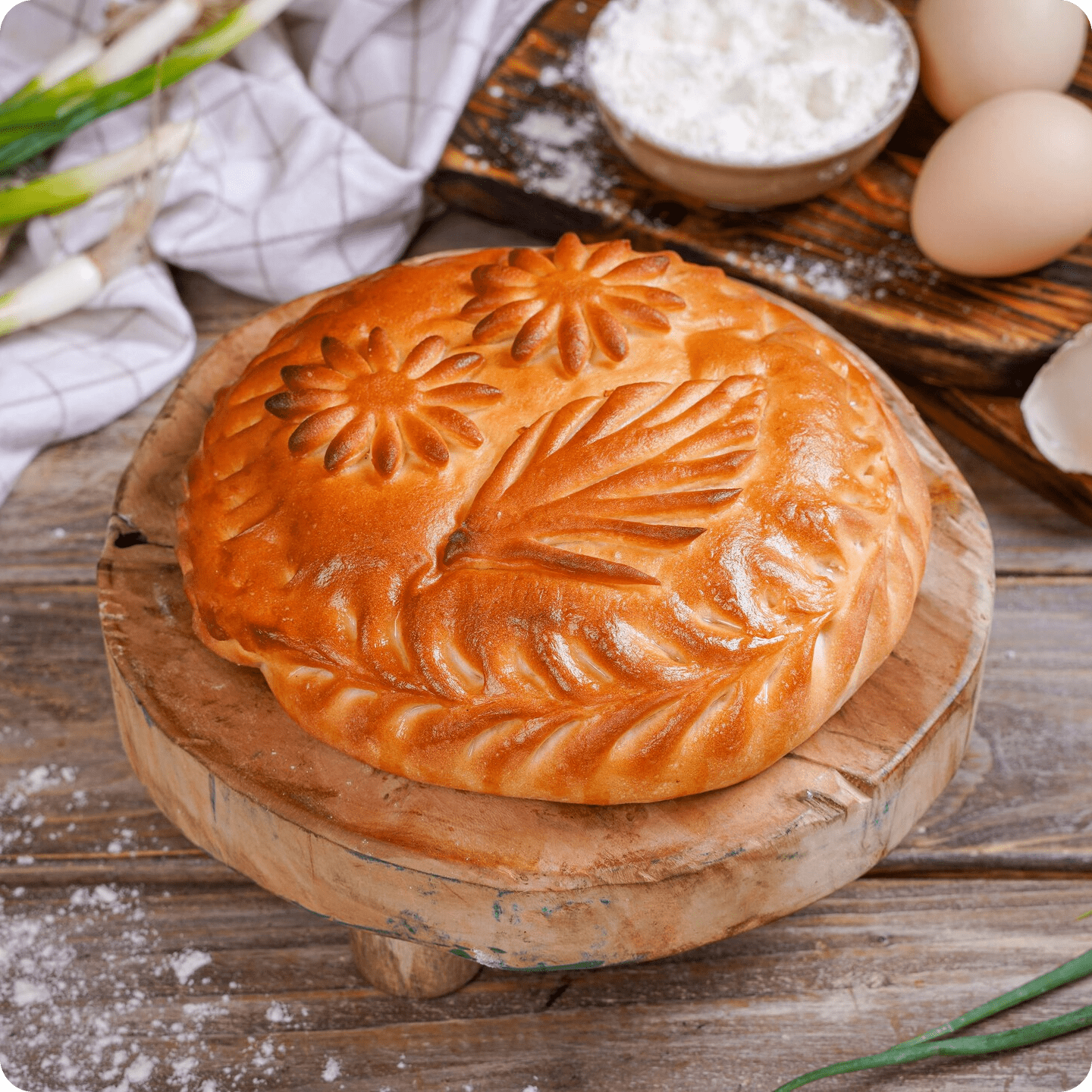 Пирог с зелёным луком